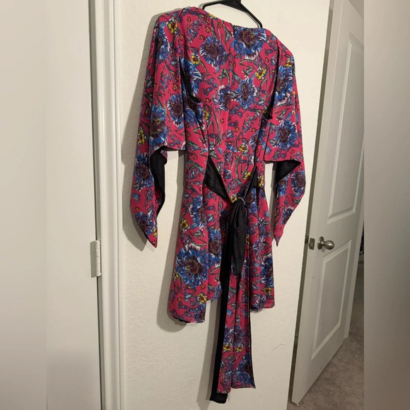 Prabal Gurung Floral Print A Line Pink Blue Mini Dress Womens Size 12 - Picture 9 of 11